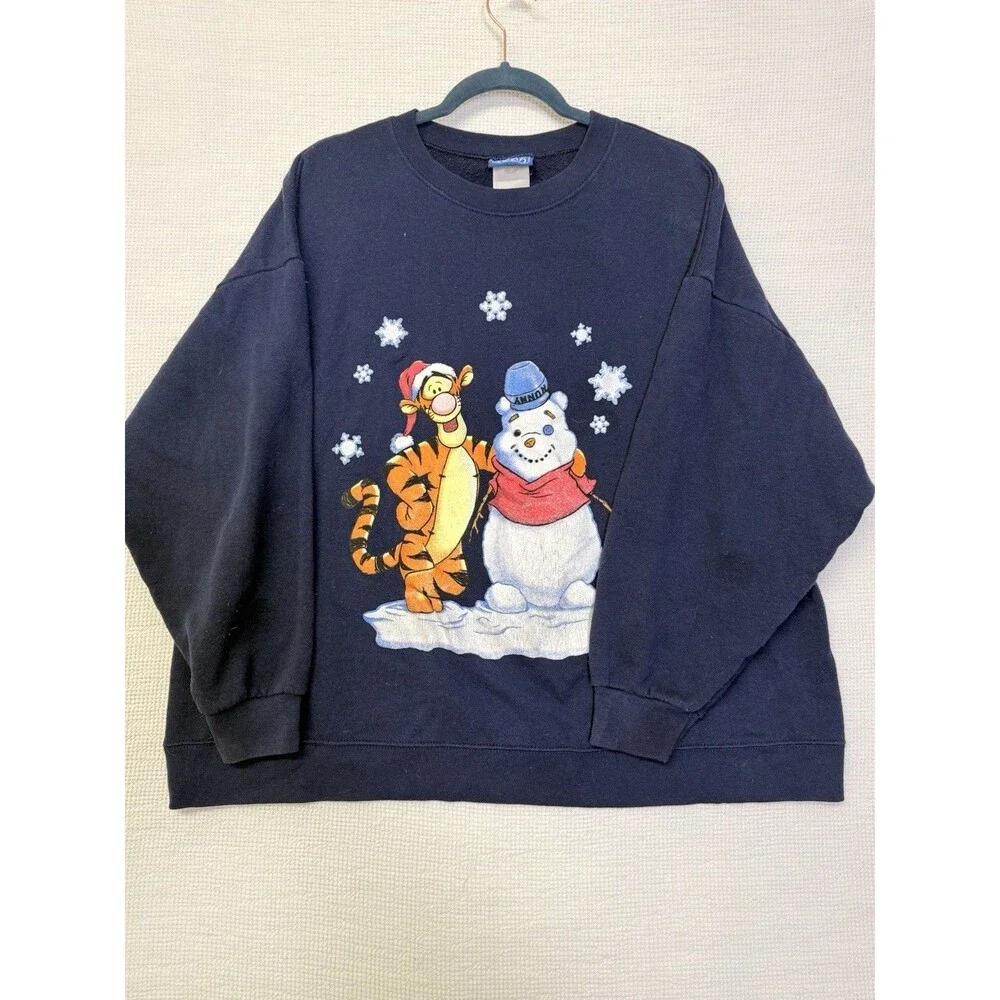VTG Winnie the Pooh Disney 90’s Crew Neck Pull Over Women Christmas Sweater L/XL